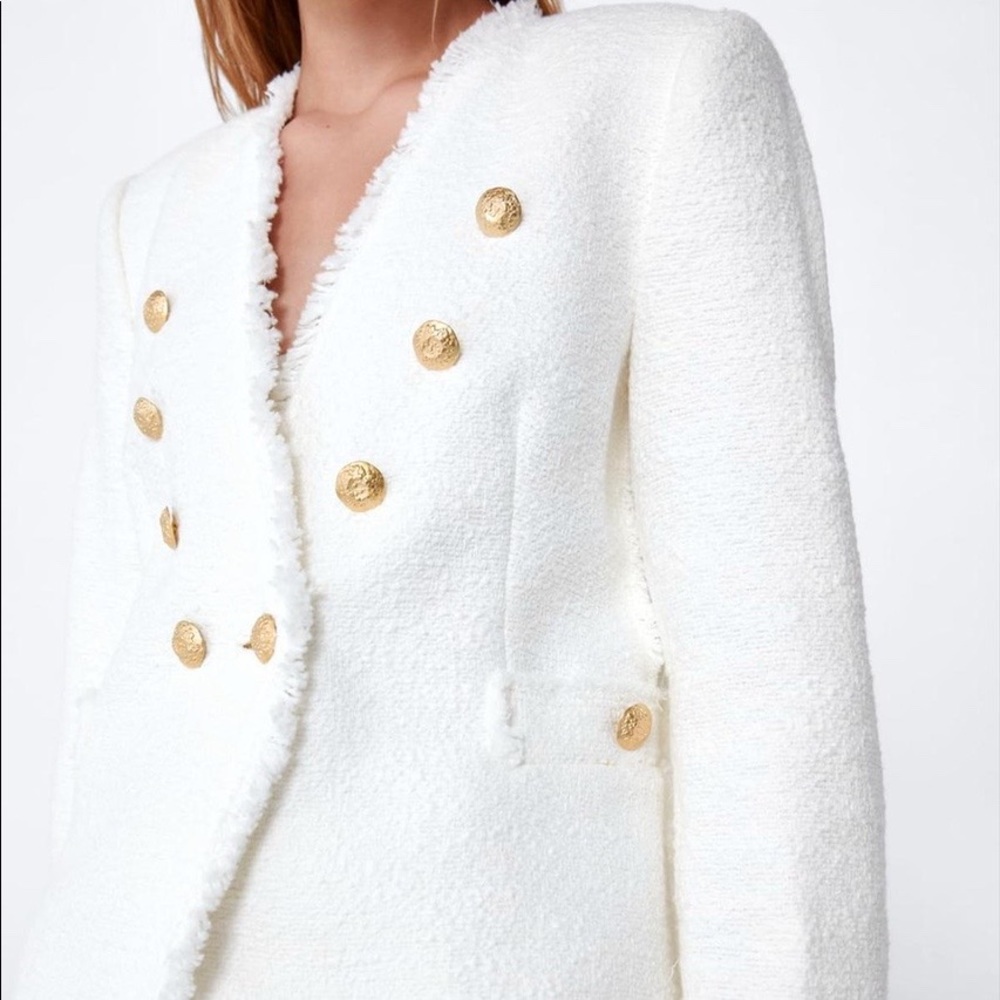 NWT Zara White Tweed Blazer, size S